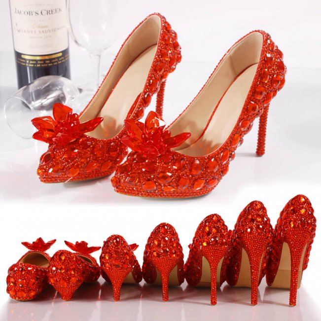 Handmade Women's Sparkling Wedding Dress Shoes Bridal Flat Stiletto Heels #8480905551