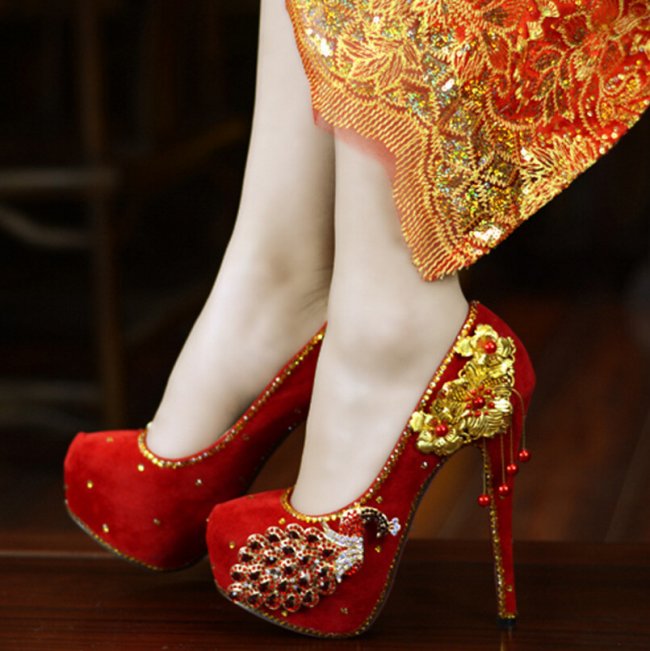 Classic Red Women's Sparkly Wedding Shoes Bridal Rhinestone Stiletto Heel #8498607257