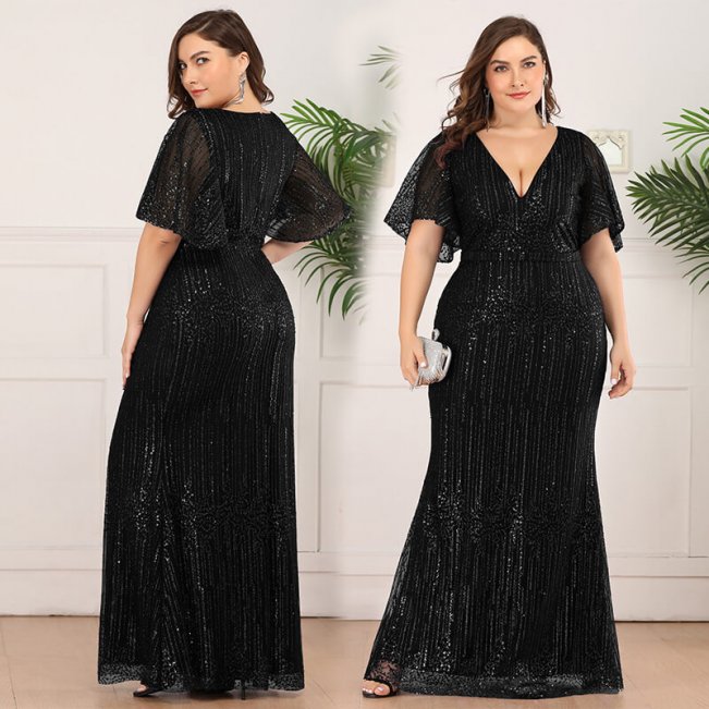Plus Size Sequined Beaded Gowns 88211592214#