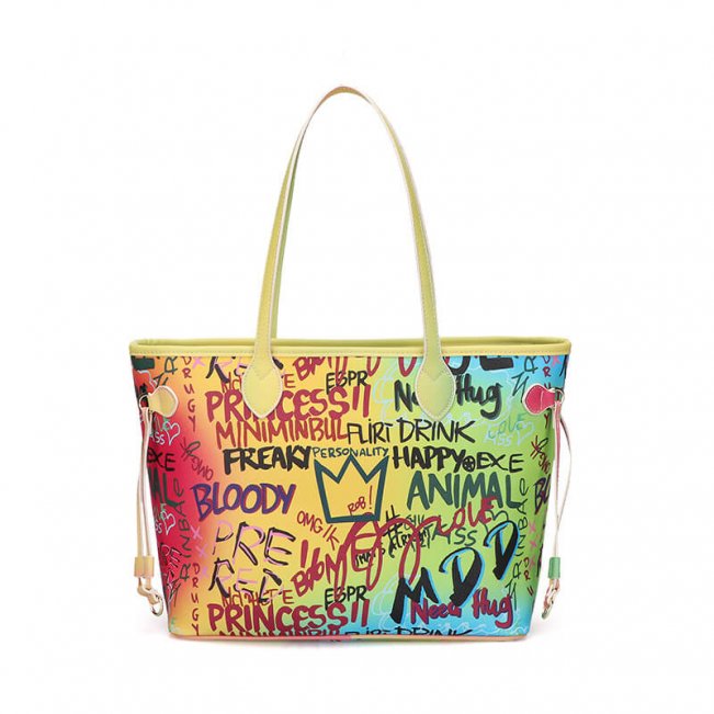 Luxury Rainbow Graffiti Tote Bag 88211592388#