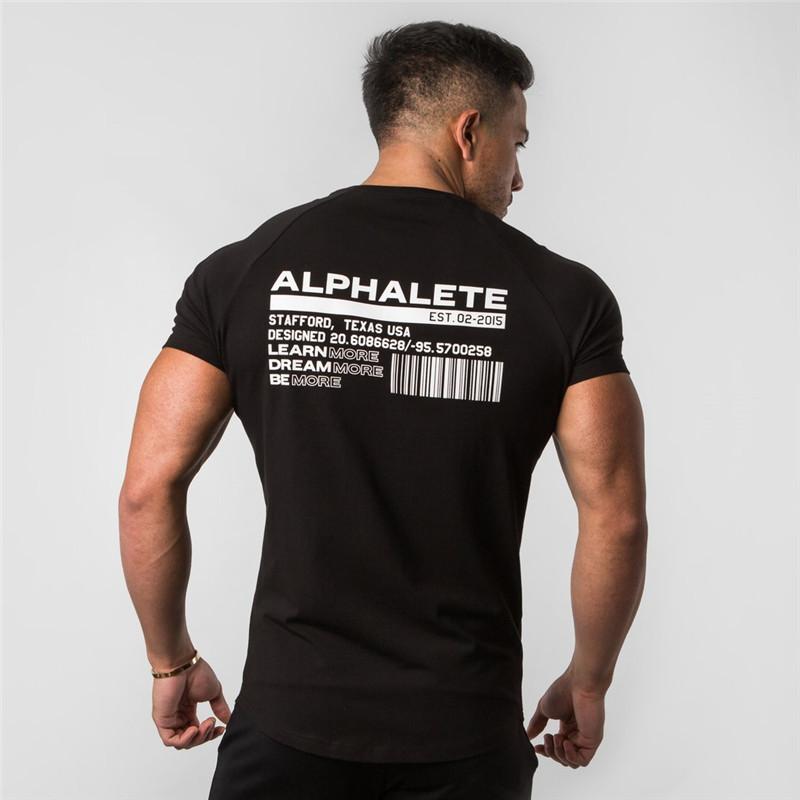 ALPHALETE Men Summer Gyms Casual T Shirt Crossfit Fitness