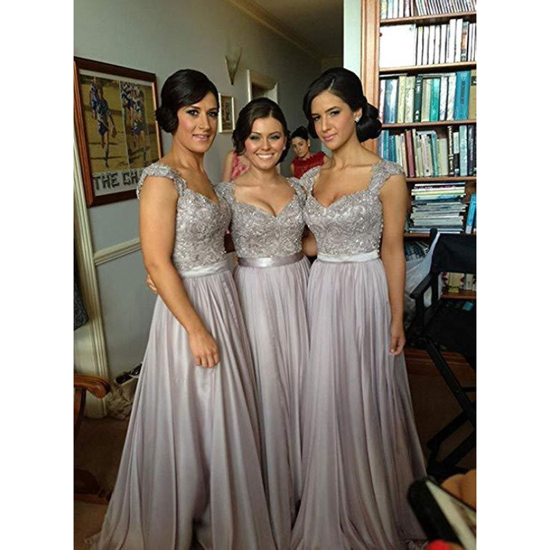 V Neck Sequins Long Bridesmaid Dresses Prom Party Gowns 8155762717 ...