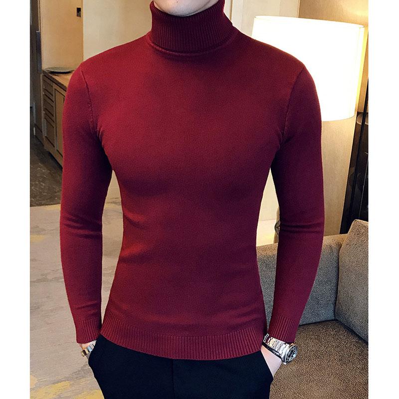 High Neck Thick Warm Sweater Men Turtleneck Brand New Sweaters Slim Fit ...