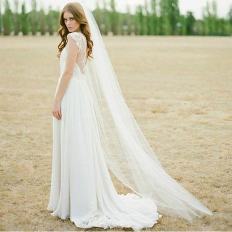 Ivory White 5 Meters Long Bridal Veils With Comb 8473204917#
