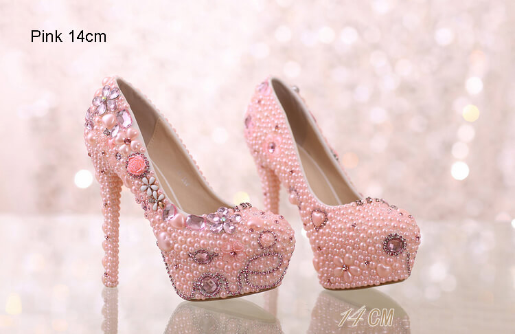Pink Ivory Red Bridal Wedding Dress Shoes Handmade Women's Dress Shoes Luxury Pearls Rhinestones #8511559319