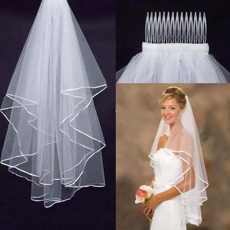 Two-Layer Bridal Veils With Comb 88211592210#