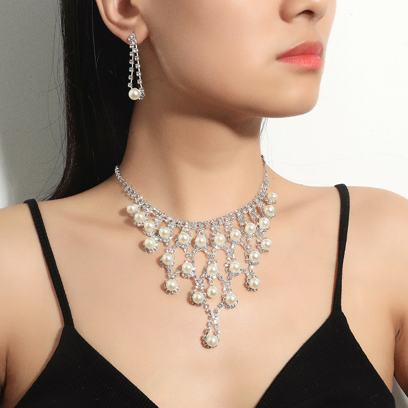Pearls Necklace Earrings Jewelry Set #88211592216