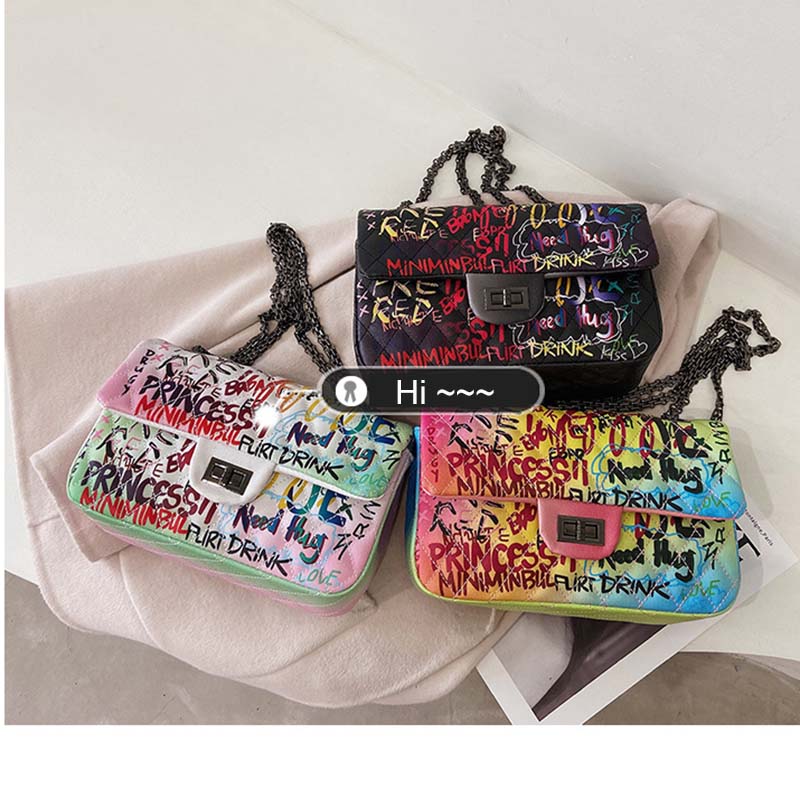 Multicolor Graffiti Handbag 88211592491#